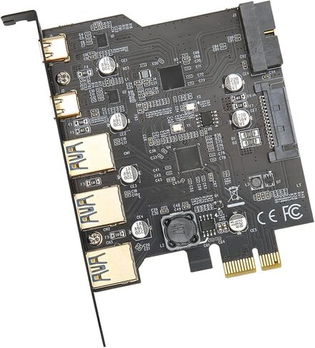 بطاقة توسيع SUNGOOYUE USB PCI Express PCIE إلى بطاقة توسيع USB 3xUSB3.0 2xType C 5 مهايئ المنفذ مع شريحة لـ /7/8/10 in Kuwait