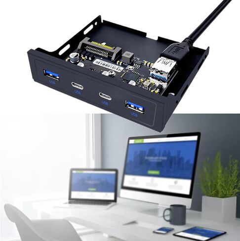 Multiports USB3.2 Front Panel USB Expansion Adapter for Desktops 3.5" Soft Drives Bay with 4 Port, Easy Installation Expansion Bracket in Kuwait