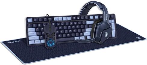مجموعة ألعاب Sades Obsidian Arsenal 4 في 1 - سماعة رأس، لوحة مفاتيح RGB، ماوس 7200 نقطة في البوصة ولوحة ماوس ممتدة in Kuwait