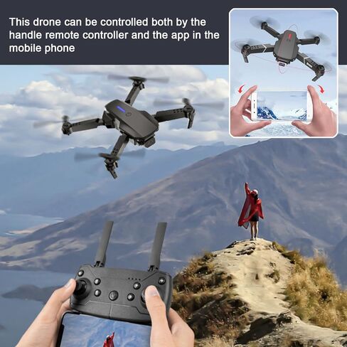 Mini Foldable Drone with Two HD Cameras, 360° Flip, 2.4GHz Remote Controller, One Key Take Off/Land, Headless mode, Two Modular Batteries, 110° Adjustable Lens for front Camera, Quadcopters & Multirotors, for Drone Amateurs Beginners Adults Teenagers_Blac in Kuwait