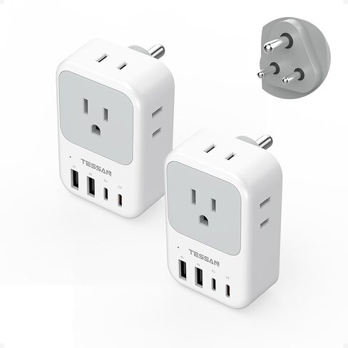 New Zealand Power Adapter 2 Pack, TESSAN PD 20W US to Australia Plug Adapter with 4 AC Outlets 4 USB Ports (2 USB C), Type I Travel Adaptor for USA to Australian Argentina China Fiji AU NZ Samoa in Kuwait