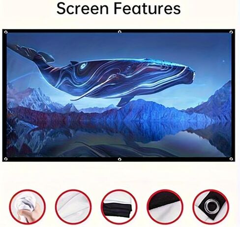 1pc 60-Inch 4K Ultra HD 16:9 Wrinkle-Free Portable Projection Screen with Storage Bag and Hanging Rope, Foldable for Home/Outdoor Camping Use, High-Definition Projector Accessory in Kuwait