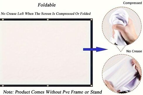 1pc 60-Inch 4K Ultra HD 16:9 Wrinkle-Free Portable Projection Screen with Storage Bag and Hanging Rope, Foldable for Home/Outdoor Camping Use, High-Definition Projector Accessory in Kuwait