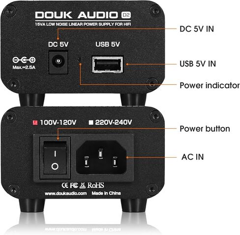 DoukAudio D2 مصدر طاقة خطي 5 فولت: 15 وات PSU منخفض الضوضاء منظم لجهاز DAC Preamp Streamer مع محول حلقي CLC مرشح نظام الصوت المكتبي HiFi in Kuwait