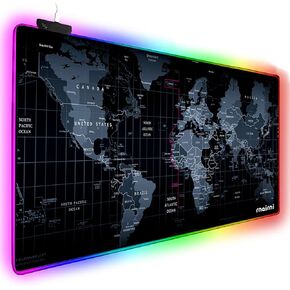لوحة ماوس ألعاب RGB ممتدة، حصيرة ماوس ألعاب كبيرة جدًا للاعبين، حصيرة سطح مكتب مقاومة للماء مع 10 أوضاع إضاءة، لجهاز الكمبيوتر الشخصي RGB لوحة مفاتيح الماوس - 31.5 بوصة × 15 بوصة × 4 مم (خريطة) in Kuwait