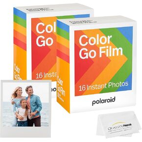 Polaroid Go Color Film, White Frame -16 Films + Quality Photo Microfiber Cloth (Compatible with Polaroid Go Cameras) (32 Sheets) in Kuwait