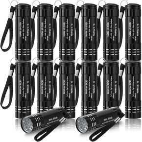 Glooglitter 12 Pcs Man of God Gifts Mini Flashlights Bulk, Aluminum Handheld Flash Light with Lanyard Small LED Flashlights Church Gifts for Men Dad Father's Day Religious Party Favors (Black) in Saudi Arabia