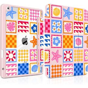 حافظة لجهاز iPad 9th 8th 7th Generation 10.2 بوصة 2021 2020 2019 - [حامل أقلام مدمج]، ظهر صلب شفاف مقاوم للصدمات، حامل ثلاثي الطي رفيع، تنبيه/نوم تلقائي، للفتيات المراهقات والنساء، نقطة بيضاء وردية in Kuwait
