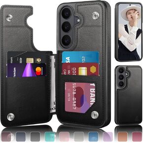 حافظة DJDUCK مصممة لهاتف Samsung Galaxy S26 Plus مع حامل بطاقة، [غطاء مشبك مغناطيسي] [حماية جلدية RFID] حافظات رجالية مقاومة للصدمات لهاتف Samsung S26 Plus بني فاتح in Kuwait