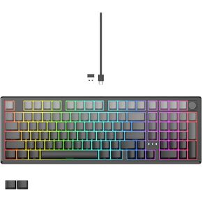 LUMI101 Wireless Mechanical Keyboard,Full-size keyboard with numeric keypad，Tri-Mode BT5.0/2.4GHz/USB-C Hot Swappable Custom Keyboard,RGB Backlit Computer Gaming Keyboards for PC/Tablet/PS/Xbox(Green) in Kuwait