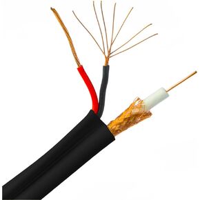 RG6 سيامي محوري + كابل طاقة، 18AWG محور نحاسي صلب، 18/2 طاقة نحاسية مجدولة، سترة سوداء مربوطة، بكرة، 1000 قدم in Kuwait