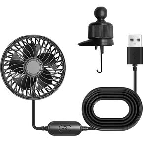Usb Car Vent Fan with Hooked Bracket - Powerful 3 Speed, Portable Cooling Clip Fan for Car Vent, Quiet Brushless Motor, 360 Degree Rotatable, Air Circulation for Vehicle, Boat, Truck, Suv in Kuwait