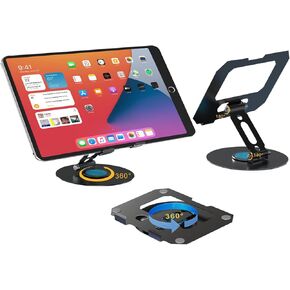 حامل الكمبيوتر اللوحي، حامل الكمبيوتر اللوحي القابل للتعديل يدور 360 درجة، قاعدة حامل سطح المكتب تدور 360 درجة، متوافق مع الأجهزة اللوحية مقاس 4-16 بوصة، معدني in Kuwait