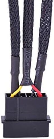 كابل محول Phobya، 4-Pin Molex إلى 3-Pin 5V/7V/12V (3X مقابس)، 10 سم، بأكمام، أسود in Kuwait