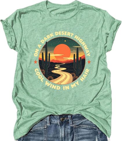 Women Funny Desert Tshirts Vintage Adventure Tee Shirts Soft Casual Athletic Exercise Outdoor Workout Top in Kuwait