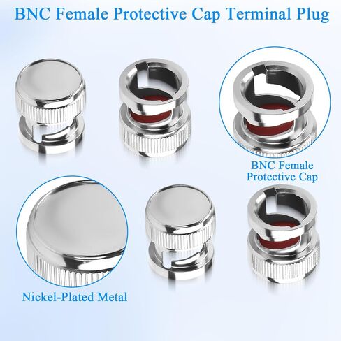 QIANRENON BNC Protective Cap Dustproof Dirt-Resistant Moisture Proof BNC Female Connector Metal Dust Cover Protective Sleeve Terminal Plug, for Protecting Maintaining B-N-C Port, 4Pcs in Kuwait