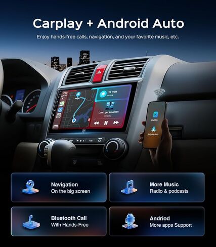 9 Inch Car Radio Stereo for Honda CR-V 2012-2016 Wireless CarPlay Android Auto 5G WiFi GPS Navigation Touch Screen Bluetooth FM RDS HD Backup Camera (2012-2016 CRV Radio) in Saudi Arabia