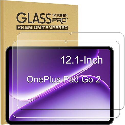 عبوة من قطعتين من KEANBOLL مصممة لواقي شاشة OnePlus Pad Go2 مقاس 12.1 بوصة، صلابة 9H، حافظة صديقة للخدش، زجاج مقسى متوافق مع OnePlus Pad GO2 12.1 بوصة 2025 (OPD2504، OPD2505) in Kuwait