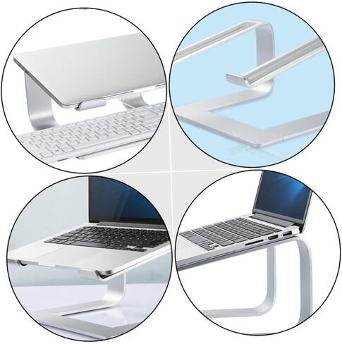 Gadpiparty Aluminum Alloy Laptop Stand, Sturdy Desktop Holder with Ventilated Design, Anti-Slip Support for Office and Home Use, Detachable Adjustable Height Notebook Bracket Silver in Kuwait