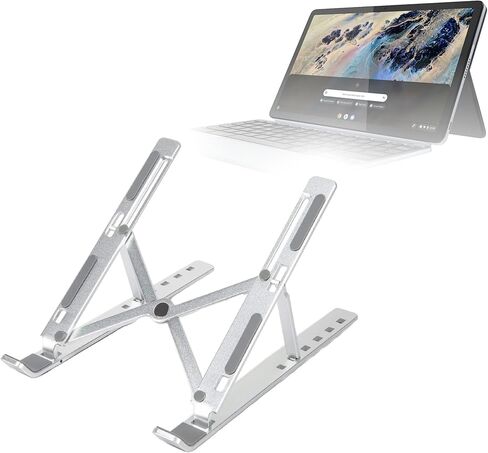 BoxWave Stand and Mount Compatible with Lenovo IdeaPad Chromebook Duet 3 (11 in - 82T6) - Compact QuickSwitch Stand, Portable Multi Angle Viewing Foldable Riser - Metallic Silver in Kuwait