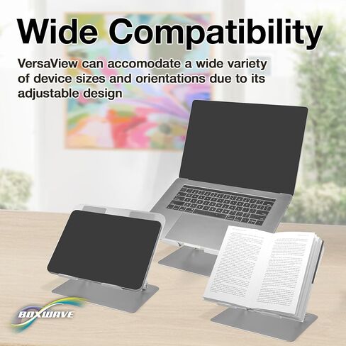 حامل وحامل BoxWave متوافق مع HP Pavilion 14-DH1000 (14 بوصة) - حامل VersaView التنفيذي، حامل معدني مريح لزاوية عرض قابلة للتعديل - فضي معدني in Kuwait