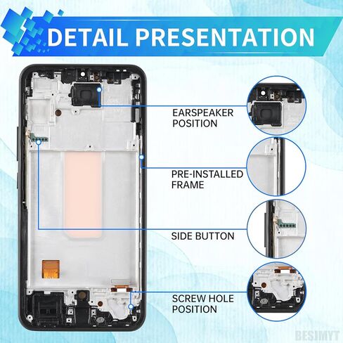 لهاتف Samsung Galaxy A34 AMOLED استبدال الشاشة مع إطار شاشة OLED تعمل باللمس محول رقمي تجميع كامل زجاج إصلاح مع مجموعة أدوات إصلاح A346E A346B A346M in Kuwait