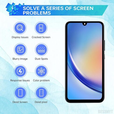 لهاتف Samsung Galaxy A34 AMOLED استبدال الشاشة مع إطار شاشة OLED تعمل باللمس محول رقمي تجميع كامل زجاج إصلاح مع مجموعة أدوات إصلاح A346E A346B A346M in Kuwait