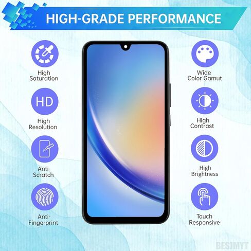 لهاتف Samsung Galaxy A34 AMOLED استبدال الشاشة مع إطار شاشة OLED تعمل باللمس محول رقمي تجميع كامل زجاج إصلاح مع مجموعة أدوات إصلاح A346E A346B A346M in Kuwait