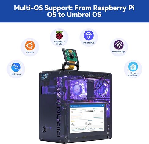 Pironman 5 Pro Max Mini PC Case + USB 2.0 Mini Microphone for Raspberry Pi 5 in Kuwait