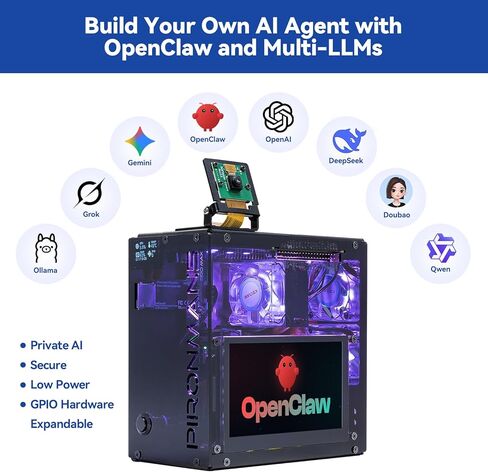 Pironman 5 Pro Max Mini PC Case + USB 2.0 Mini Microphone for Raspberry Pi 5 in Kuwait