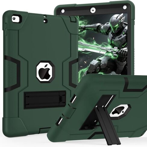 حافظة OKP لجهاز iPad الجيل السادس/ipad الجيل الخامس/iPad 9.7 بوصة (موديل 2018/2017)، غطاء حماية متين مقاوم للصدمات لجهاز iPad 9.7 مع مسند مدمج (أسود + أزرق) in Kuwait