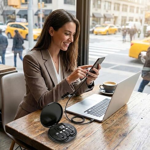 مجموعة تحويل من النوع C، طقم كابل محول شحن USB متعدد مع جهاز iOS Micro/USB A، حقيبة تخزين للسفر مع دبوس إخراج SIM، حامل هاتف لهاتف iPhone/Samsung/Android أسود in Kuwait