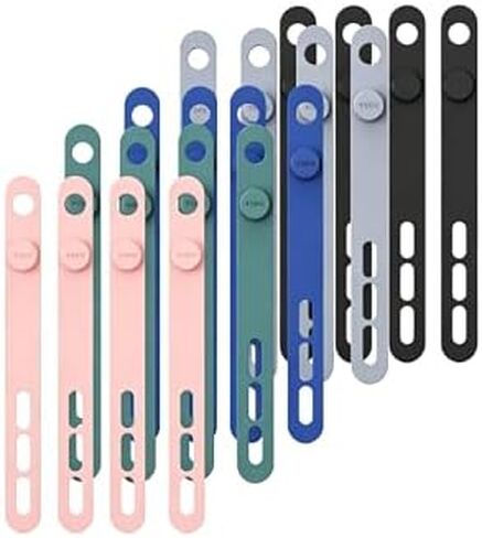 20 PCS Silicone Cable Ties, Reusable Cord Organizer Straps, 5.3 Inch Adjustable Wire Management, 5 Colors Durable Rubber Fastening Wraps for Electronics Cords Home Office Travel in Kuwait