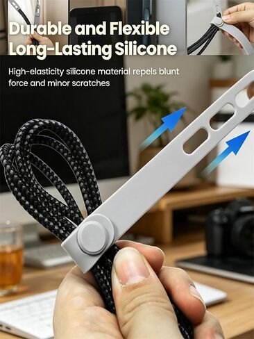 20 PCS Silicone Cable Ties, Reusable Cord Organizer Straps, 5.3 Inch Adjustable Wire Management, 5 Colors Durable Rubber Fastening Wraps for Electronics Cords Home Office Travel in Kuwait