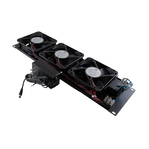 NavePoint 3U 12V DC Fan Unit with 3 Fans, 130.45 CFM Each, Quiet 46.14 dB-A, UL Power Cord with NEMA Plug, Steel Rack Mount Cooling Panel for 19" Server Racks in Kuwait