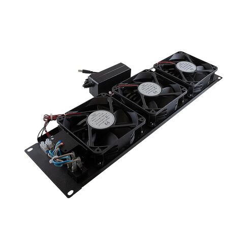 NavePoint 3U 12V DC Fan Unit with 3 Fans, 130.45 CFM Each, Quiet 46.14 dB-A, UL Power Cord with NEMA Plug, Steel Rack Mount Cooling Panel for 19" Server Racks in Kuwait