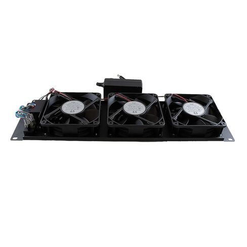 NavePoint 3U 12V DC Fan Unit with 3 Fans, 130.45 CFM Each, Quiet 46.14 dB-A, UL Power Cord with NEMA Plug, Steel Rack Mount Cooling Panel for 19" Server Racks in Kuwait
