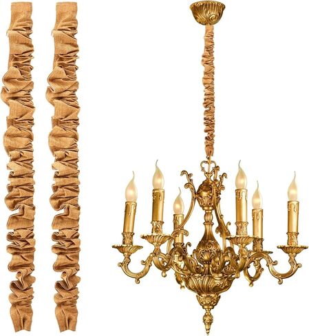 HunnmingRe 2 Pack 6ft Fabric Cord Cover for Chandelier Chain Sleeve, Imitation Jute with Hook and Loop Closure, Cable Management for Electrical Wires, Lamp and Swing Chain Cover for Home Decor in Kuwait