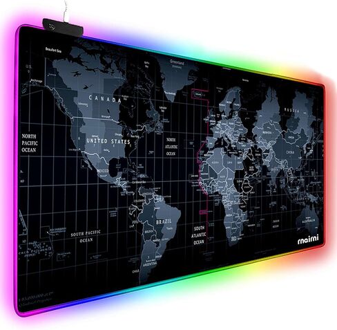 Extended RGB Gaming Mouse Pad, Extra Large Gaming Mouse Mat for Gamer, Waterproof Office Desktop Mat with 10 Lighting Mode, for PC Computer RGB Keyboard Mouse - 31.5'' x 15" x 4mm(Map) in Kuwait