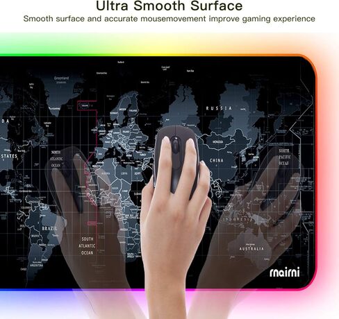 Extended RGB Gaming Mouse Pad, Extra Large Gaming Mouse Mat for Gamer, Waterproof Office Desktop Mat with 10 Lighting Mode, for PC Computer RGB Keyboard Mouse - 31.5'' x 15" x 4mm(Map) in Kuwait