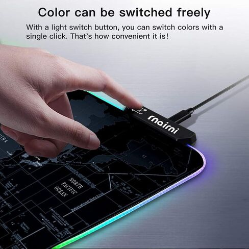 Extended RGB Gaming Mouse Pad, Extra Large Gaming Mouse Mat for Gamer, Waterproof Office Desktop Mat with 10 Lighting Mode, for PC Computer RGB Keyboard Mouse - 31.5'' x 15" x 4mm(Map) in Kuwait