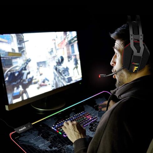 Extended RGB Gaming Mouse Pad, Extra Large Gaming Mouse Mat for Gamer, Waterproof Office Desktop Mat with 10 Lighting Mode, for PC Computer RGB Keyboard Mouse - 31.5'' x 15" x 4mm(Map) in Kuwait