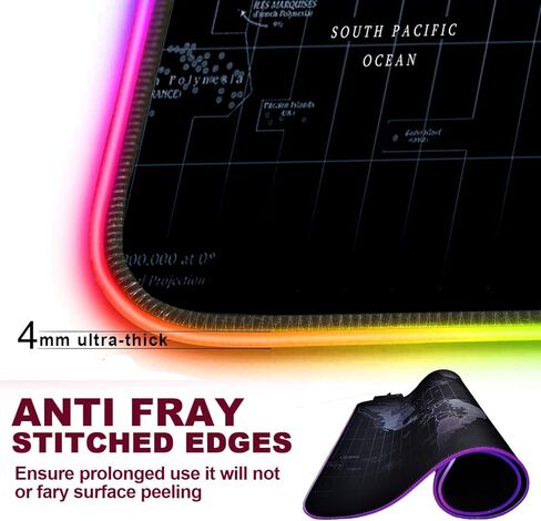 Extended RGB Gaming Mouse Pad, Extra Large Gaming Mouse Mat for Gamer, Waterproof Office Desktop Mat with 10 Lighting Mode, for PC Computer RGB Keyboard Mouse - 31.5'' x 15" x 4mm(Map) in Kuwait