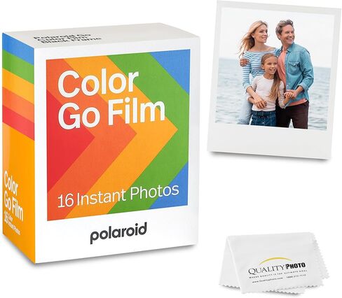 Polaroid Go Color Film, White Frame -16 Films + Quality Photo Microfiber Cloth (Compatible with Polaroid Go Cameras) (16 Sheets) in Kuwait