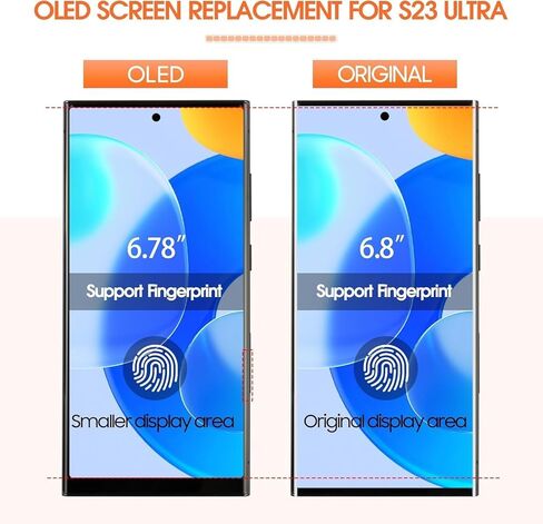شاشة OLED بديلة لهاتف Samsung Galaxy S23 Ultra لشاشة Samsung S23 Ultra LCD S918B S918U LCD محول رقمي لشاشة تعمل باللمس باللون الفضي مع إطار (إصدار الولايات المتحدة، يدعم بصمة الإصبع) in Kuwait