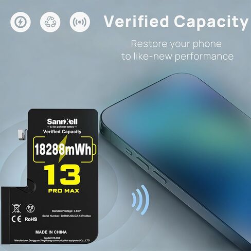 SannXell Upgraded High Capacity Battery for iPhone 13 Pro Max Replacement, 18288mWh 0 Cycle A2641 A2643 A2644 A2645 A2484 Model, Ultra Long Lasting Li-ion Battery with Full Repair Tool Kit in Kuwait
