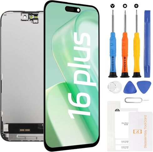 قطعة بديلة للشاشة لهاتف iPhone 16 Plus A3290، A3082، A3289، A3291 6.7 بوصة ثلاثية الأبعاد (Incell) شاشة LCD تعمل باللمس - أدوات إصلاح - طبقة واقية in Kuwait