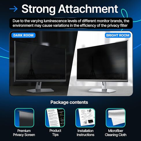 VINTEZ Universal Acrylic 27 Inch Computer Privacy Screen Filter for Widescreen Computer Monitors - 24" x 14" (612 x 357 mm) - Monitor Frame Hanging Type in Kuwait