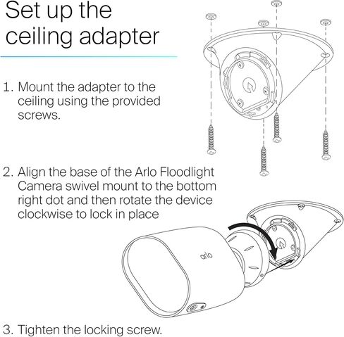 Arlo Certified Accessory - Ceiling Adapter - Mount Under an Eave or from a Ceiling, Compatible with Arlo Pro 3 Floodlight or Total Security Mount, Black - FBA1001B in Saudi Arabia