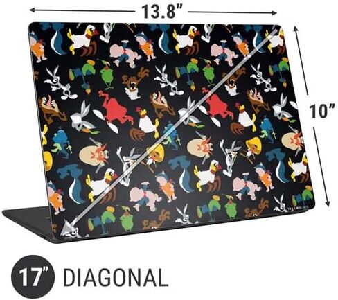 Skinit Laptop Decal Skin Compatible with Universal Laptop 17in (13.8 x 10in) - Officially Licensed Warner Bros Looney Tunes Identity Pattern Design in Kuwait